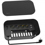 LogiLink Kabelboks - Kabelboks med strømskinne + USB-A/USB-C-lading Svart