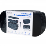 LogiLink Kabelboks - Kabelboks med strømskinne + USB-A/USB-C-lading Svart