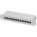 LogiLink Patchpanel 12-port Cat6 for 10-tommers rack U1 grå