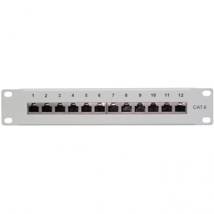 LogiLink Patchpanel 12-port Cat6 for 10-tommers rack U1 grå