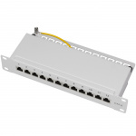 LogiLink Patchpanel 12-port Cat6 for 10-tommers rack U1 grå