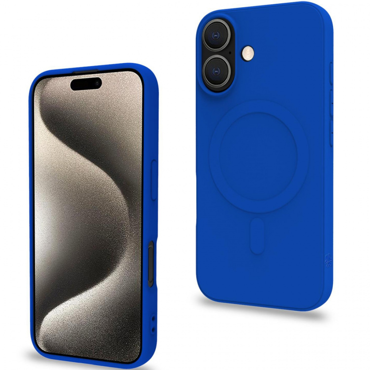 Celly Cromomag Magnetisk, mykt gummideksel MagSafe iPhone 16 Blå Celly Cromomag Magnetisk, mykt gummideksel MagSafe iPhone 16 Blå
