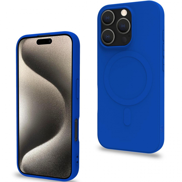 Celly Cromomag Magnetisk, mykt gummideksel MagSafe iPhone 16 Pro Blue