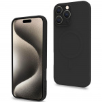 Celly Cromomag MagSafe-kompatibelt MagSafe 16 Pro Max-etui i myk gummi, svart