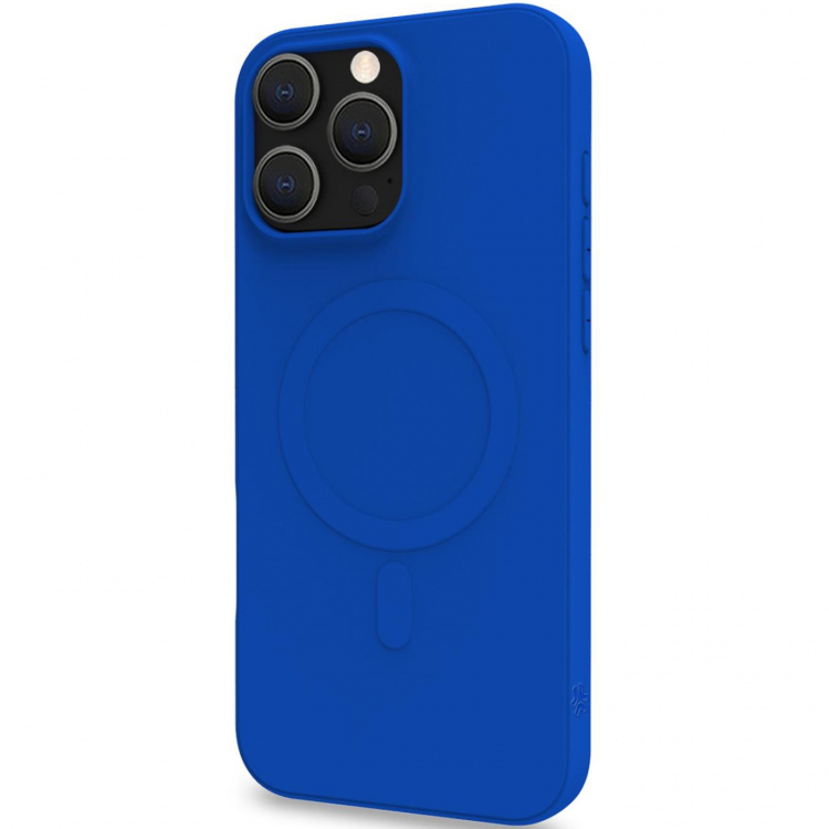 Celly Cromomag Magnetisk, mykt gummideksel MagSafe iPhone 16 Pro Max Blue