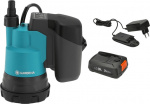 GARDENA 2000/2 18V P4A slangepumpe for rent vann, batteri og lader GARDENA 2000/2 18V P4A slangepumpe for rent vann, batteri og lader