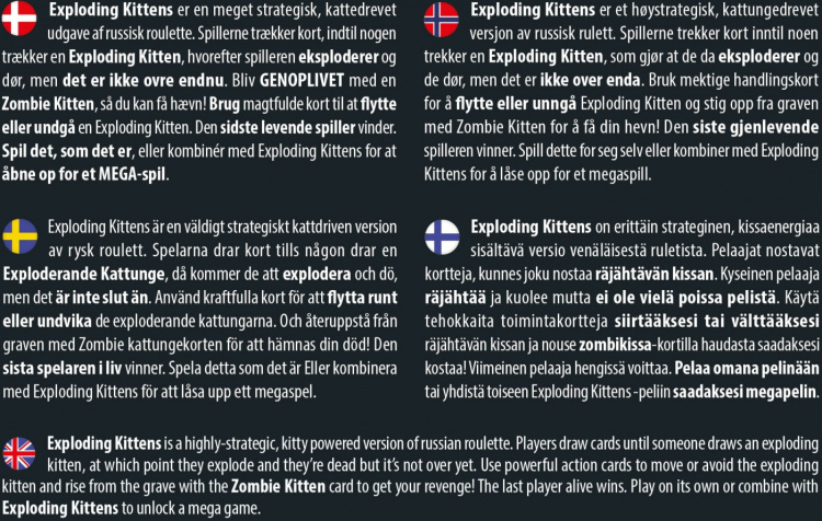 Exploding Kittens Zombie Kittens Nordic - kortspill