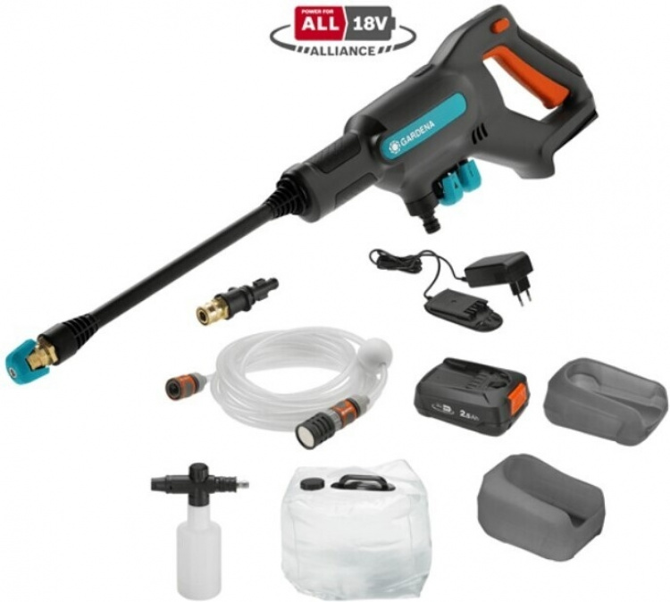 GARDENA AquaClean 24/18V P4A Premium Medium høytrykksvasker med vanntank, batteri og lader