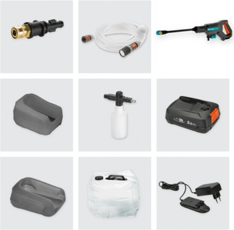 GARDENA AquaClean 24/18V P4A Premium Medium høytrykksvasker med vanntank, batteri og lader