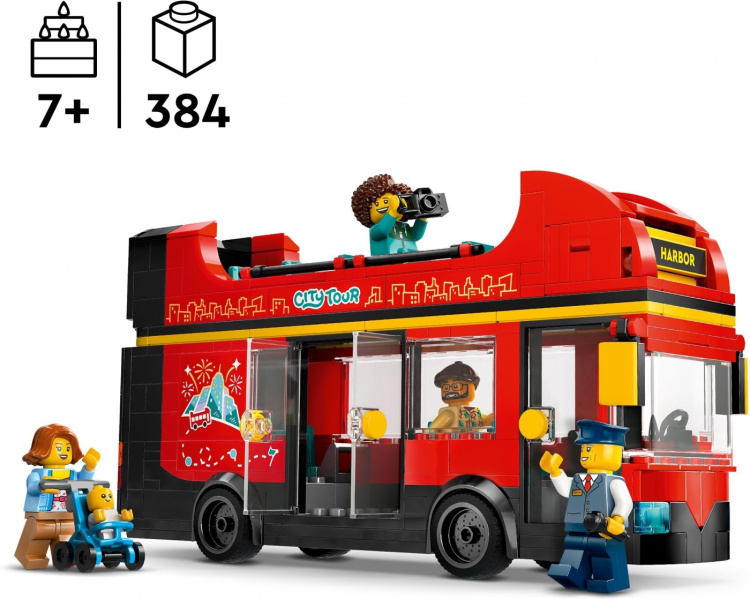 LEGO City Settet Store kjøretøy 60407 - Rød turistbuss med dobbeltdekker