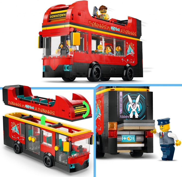 LEGO City Settet Store kjøretøy 60407 - Rød turistbuss med dobbeltdekker