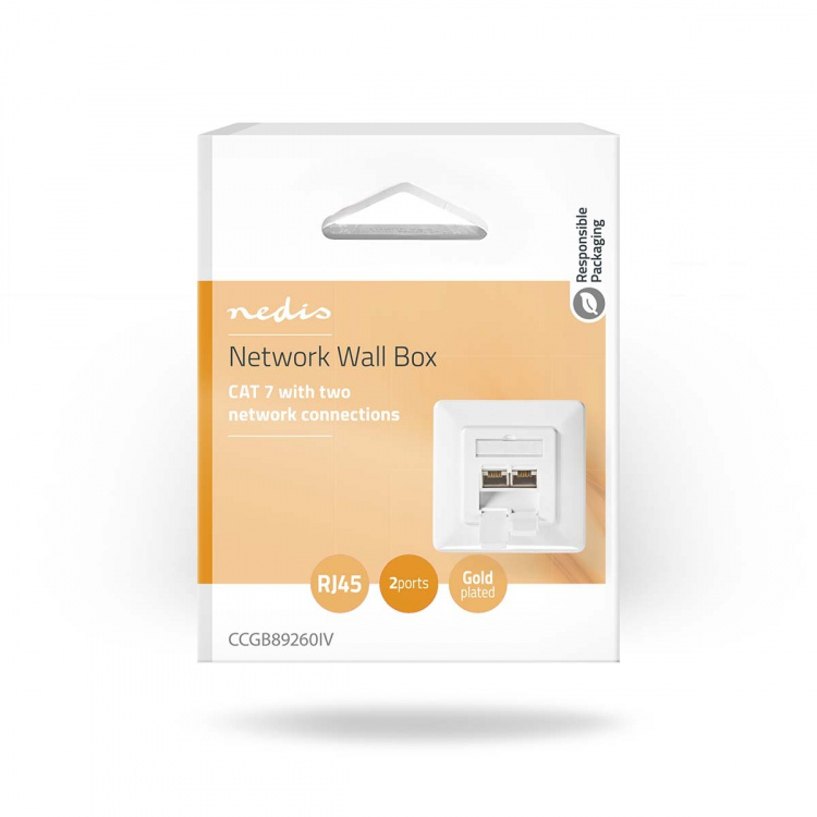 Nedis Nettverksveggboks | Innfelt montering | 2-Port port(s) | CAT7 | Rett | Hunn | Gull belagt | PVC | Elfenben | Boks Nedis Nettverksveggboks | Innfelt montering | 2-Port port(s) | CAT7 | Rett | Hunn | Gull belagt | PVC | Elfenben | Boks