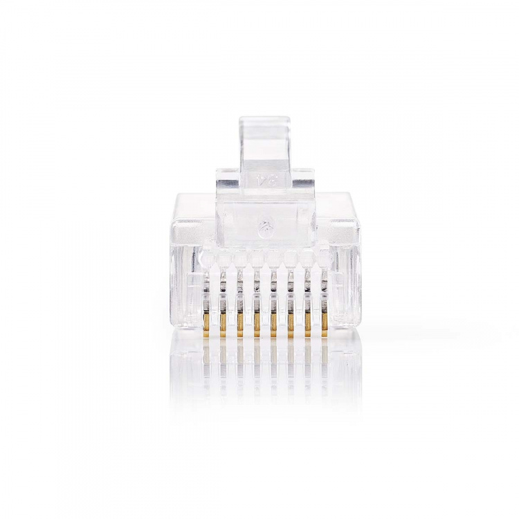 Nedis RJ45-kontakt | Hann | Strandet STP CAT5 | Rett | Gull belagt | 10 stk. | Polycarbonate | Gjennomsiktig | Boks