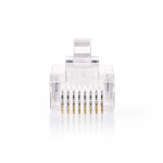 Nedis RJ45-kontakt | RJ45 Pass Through | Solid UTP CAT5e | Rett | Gull belagt | 10 stk. | Polycarbonate | Gjennomsiktig | Boks Nedis RJ45-kontakt | RJ45 Pass Through | Solid UTP CAT5e | Rett | Gull belagt | 10 stk. | Polycarbonate | Gjennomsiktig | Boks