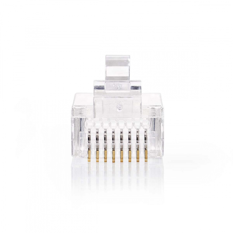 Nedis RJ45-kontakt | RJ45 Pass Through | Solid UTP CAT5e | Rett | Gull belagt | 10 stk. | Polycarbonate | Gjennomsiktig | Boks Nedis RJ45-kontakt | RJ45 Pass Through | Solid UTP CAT5e | Rett | Gull belagt | 10 stk. | Polycarbonate | Gjennomsiktig | Boks