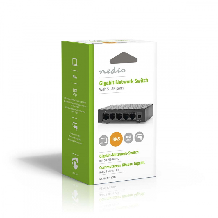 Nedis nettverkssvitsj | Kablet hastighet: Gigabit | Antall ethernet porter: 5