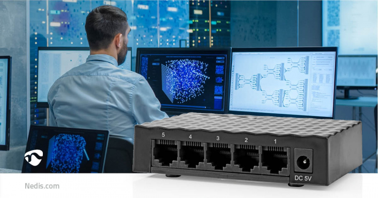 Nedis nettverkssvitsj | Kablet hastighet: Gigabit | Antall ethernet porter: 5