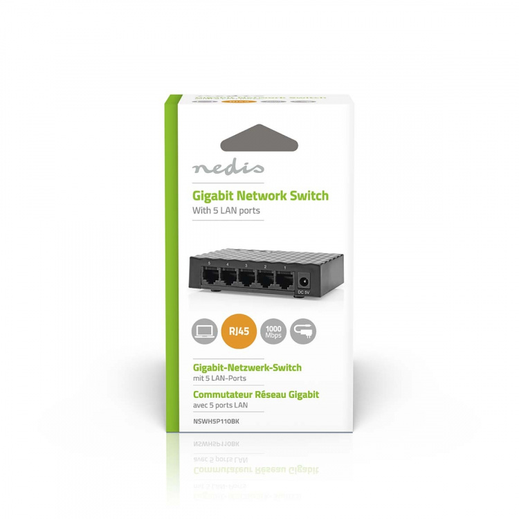 Nedis nettverkssvitsj | Kablet hastighet: Gigabit | Antall ethernet porter: 5