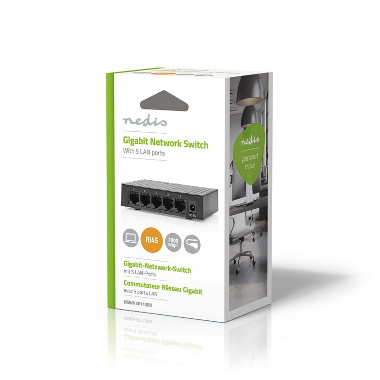 Nedis nettverkssvitsj | Kablet hastighet: Gigabit | Antall ethernet porter: 5
