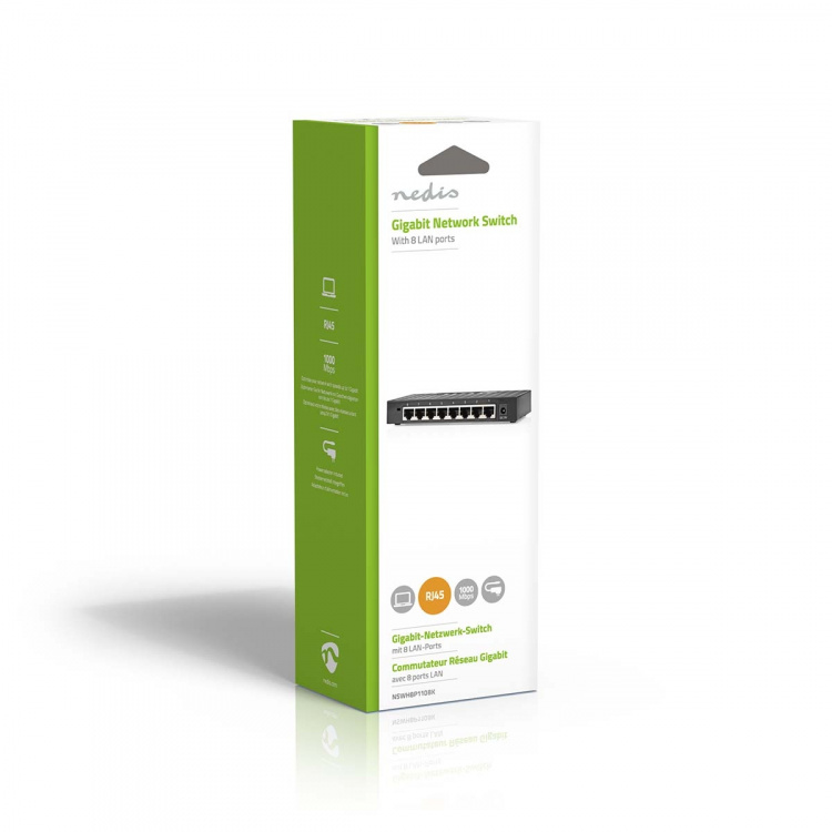 Nedis nettverkssvitsj | Kablet hastighet: Gigabit | Antall ethernet porter: 8