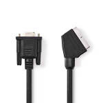 Nedis SCART-kabel | SCART Hann | VGA Hun 15p | Nikkel belagt | 480p | 2.00 m | Rund | PVC | Sort | Label Nedis SCART-kabel | SCART Hann | VGA Hun 15p | Nikkel belagt | 480p | 2.00 m | Rund | PVC | Sort | Label