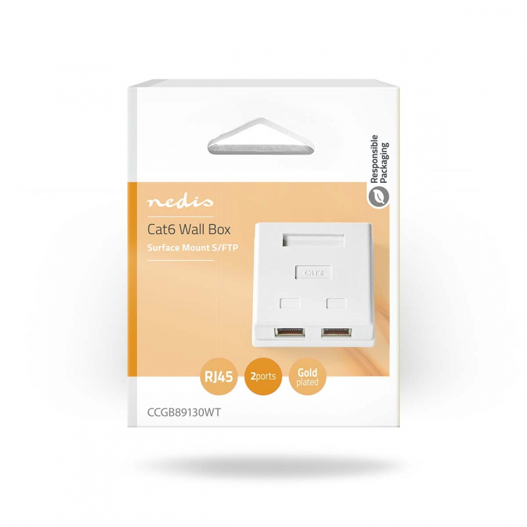 Nedis Nettverksveggboks | Overflatemontering | 2-Port port(s) | STP CAT6 | Rett | Hunn | Gull belagt | PVC | Hvit | Boks Nedis Nettverksveggboks | Overflatemontering | 2-Port port(s) | STP CAT6 | Rett | Hunn | Gull belagt | PVC | Hvit | Boks