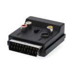 Nedis SCART-adapter | SCART Hann | S-Video Female / SCART Hunn / 3x RCA Hunn | Nikkel belagt | Kan Veksles | ABS | Sort | 1 stk. | Boks