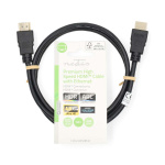 Nedis Premium High Speed HDMI ™ kabel med Ethernet | HDMI ™ -kontakt | HDMI ™ -kontakt | 4K@60Hz | 18 Gbps | 1.00 m | Rund | PVC | Sort | Label Nedis Premium High Speed HDMI ™ kabel med Ethernet | HDMI ™ -kontakt | HDMI ™ -kontakt | 4K@60Hz | 18 Gbps | 1.00 m | Rund | PVC | Sort | Label