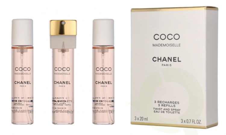 Chanel Coco Mademoiselle Giftset 60 ml 3x Edt Spray Refill 20Ml - Twist and Spray - Purse Spray