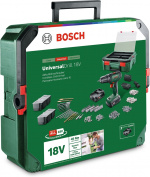Bosch UniversalDrill 18V + SystemBox 241 batteridrevet drill + tilbehørssett