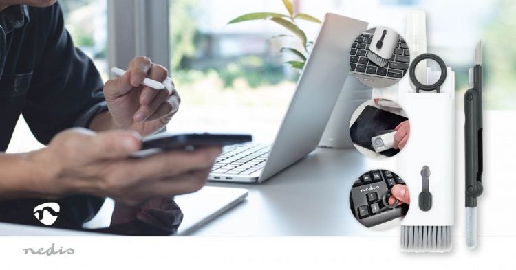 Nedis Screen Cleaner | Sprøyte | 5 ml | Bærbar Datamaskin / Mus / Smarttelefon / Tablett / Tastatur | Visker inkludert