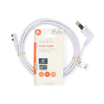 Nedis Strømkabel | Euro Hann | IEC-320-C7 | Vinklet | Vinklet Venstre | Nikkel belagt | 2.00 m | Flatt | PVC | Hvit | Label