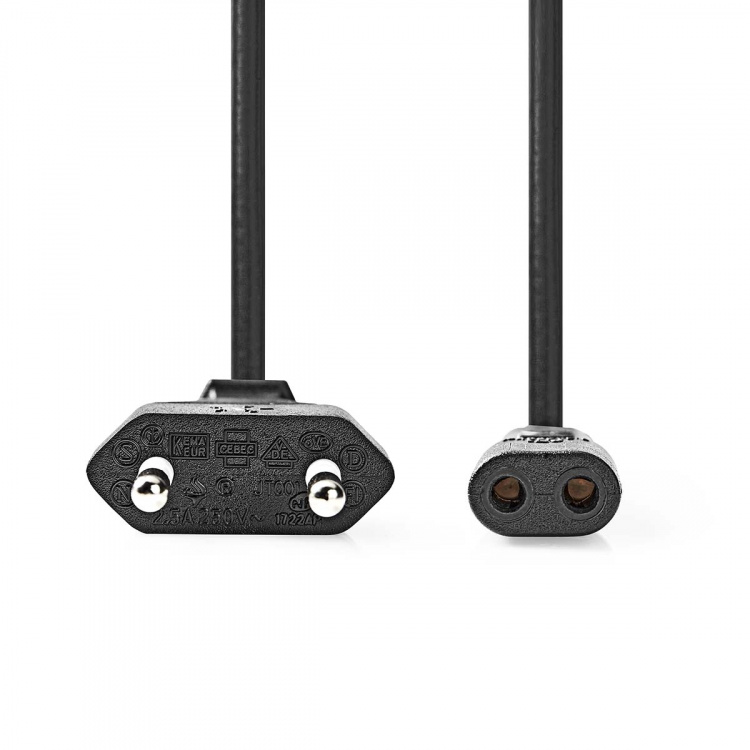 Nedis Strømkabel | Euro Hann | IEC-320-C1 | Rett | Rett | Nikkel belagt | 2.00 m | Opprullet | PVC | Sort | Label