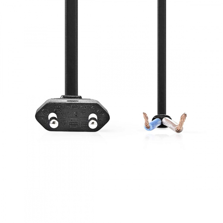 Nedis Strømkabel | Euro Hann | Open | Rett | Rett | Nikkel belagt | 2.00 m | Flatt | PVC | Sort | Label Nedis Strømkabel | Euro Hann | Open | Rett | Rett | Nikkel belagt | 2.00 m | Flatt | PVC | Sort | Label