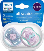 Philips Avent SCF085/61 Ultra Air-napp 6-18 måneder, 2 stk, sjøhest