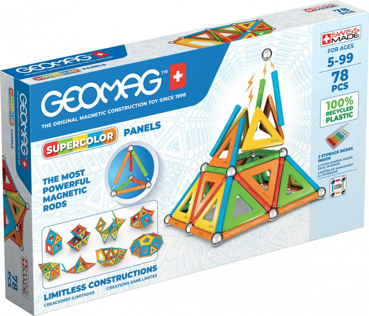 Geomag Super Colorful Magnetic Building Set, 78 deler