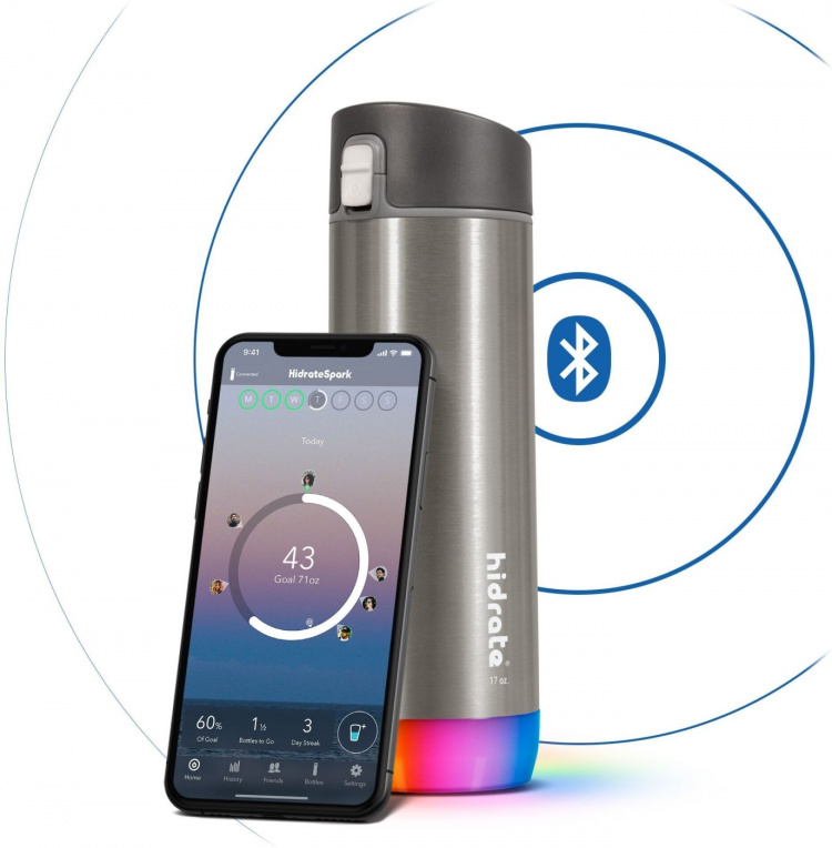 HidrateSpark PRO Chug Water bottle, 0,62 L, sølv