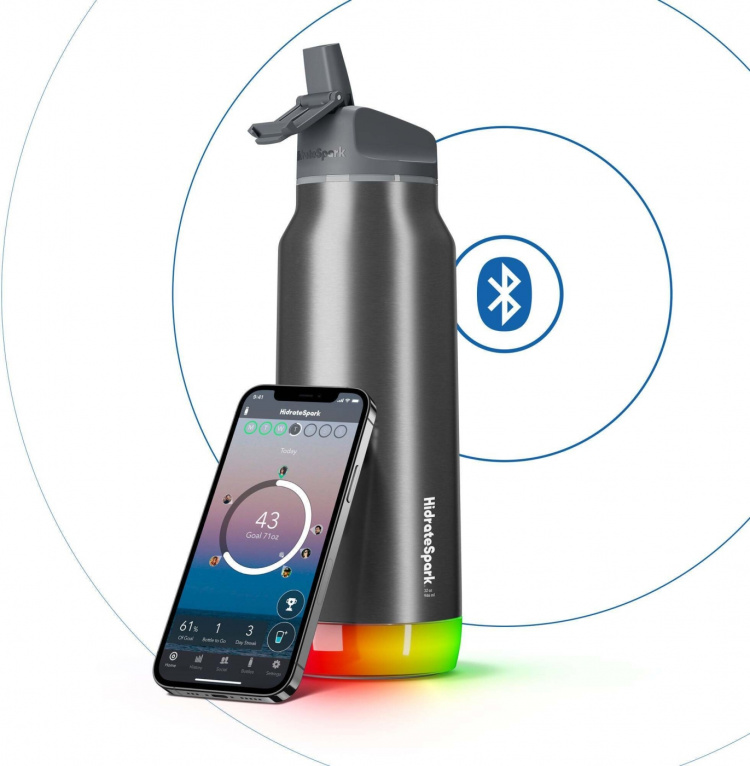 HidrateSpark PRO Water bottle, 0,95 L, sølv