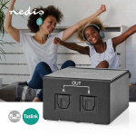 Nedis TosLink Splitter | 2-veis | Inngang for lyd-/video-/datatilkoblinger: TosLink Female | Utgang for lyd-/video-/datatilkoblinger: 2x TosLink | Trykk på knappen | Metall | Sort