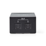 Nedis TosLink Splitter | 2-veis | Inngang for lyd-/video-/datatilkoblinger: TosLink Female | Utgang for lyd-/video-/datatilkoblinger: 2x TosLink | Trykk på knappen | Metall | Sort