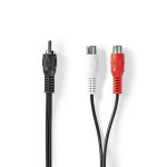 Nedis subwoofer Cable | RCA Han | 2x RCA Hun | Nikkel belagt | 0.20 m | Rund | 5.0 x 2.5 mm | Sort | Boks