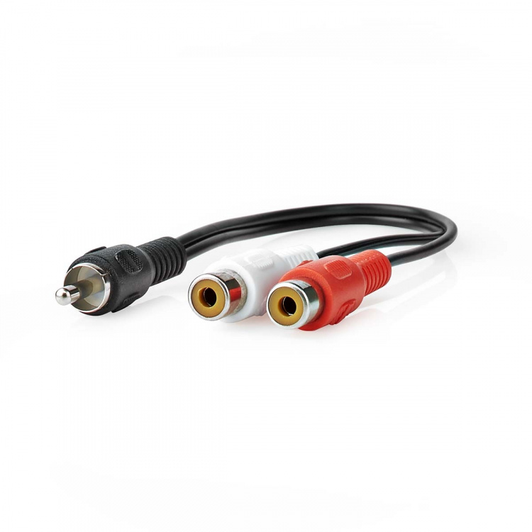 Nedis subwoofer Cable | RCA Han | 2x RCA Hun | Nikkel belagt | 0.20 m | Rund | 5.0 x 2.5 mm | Sort | Boks