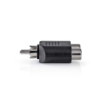 Nedis subwoofer Adapter | RCA Han | 2x RCA Hun | Nikkel belagt | Rett | ABS | Sort | 1 stk. | Boks