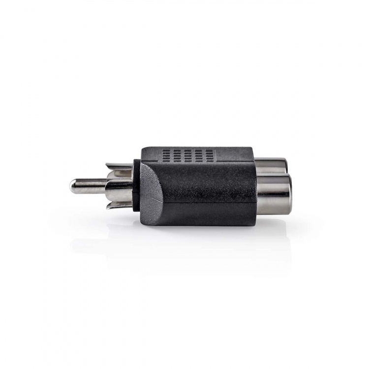 Nedis subwoofer Adapter | RCA Han | 2x RCA Hun | Nikkel belagt | Rett | ABS | Sort | 1 stk. | Boks
