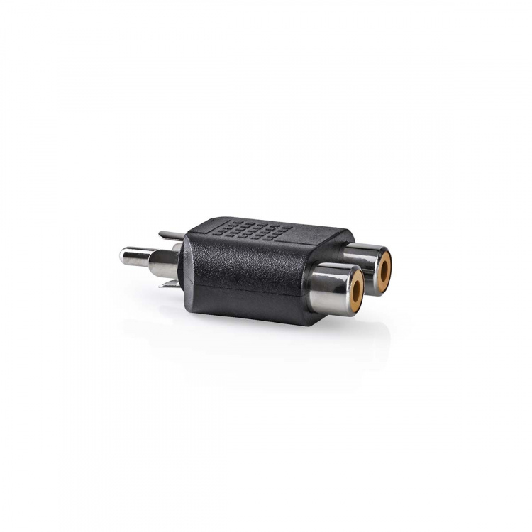 Nedis subwoofer Adapter | RCA Han | 2x RCA Hun | Nikkel belagt | Rett | ABS | Sort | 1 stk. | Boks
