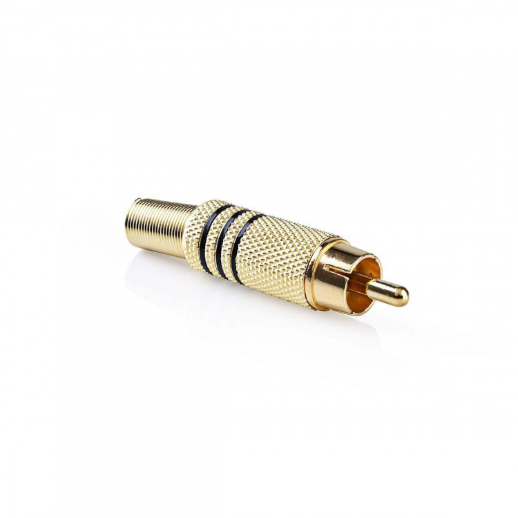 Nedis RCA Connector | Rett | Hann | Gull belagt | Lodde | Kabeltilførselsdiameter: 7.0 mm | Metall | Sort | 10 stk. | Konvolutt Nedis RCA Connector | Rett | Hann | Gull belagt | Lodde | Kabeltilførselsdiameter: 7.0 mm | Metall | Sort | 10 stk. | Konvolutt