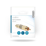 Nedis RCA Connector | Rett | Hann | Gull belagt | Lodde | Kabeltilførselsdiameter: 7.0 mm | Metall | Sort | 10 stk. | Konvolutt Nedis RCA Connector | Rett | Hann | Gull belagt | Lodde | Kabeltilførselsdiameter: 7.0 mm | Metall | Sort | 10 stk. | Konvolutt