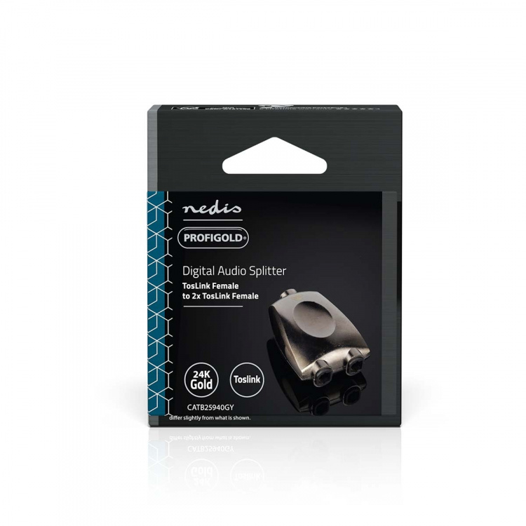Nedis TosLink Adapter | Toslink Hunn | 2x Toslink Hunn | Splitter | Aluminium | Gun Metal Grå | 1 stk. | Boks