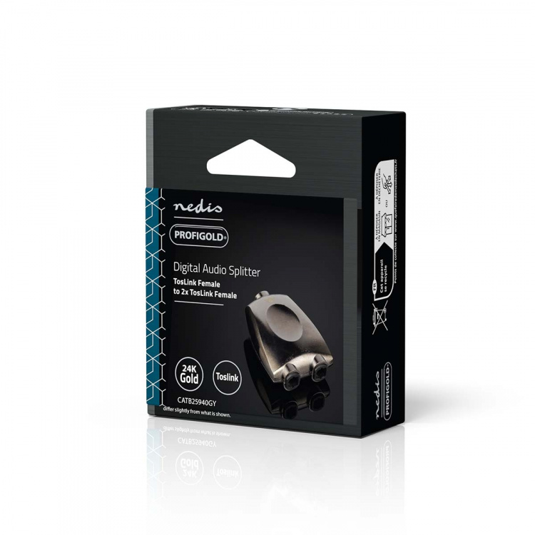 Nedis TosLink Adapter | Toslink Hunn | 2x Toslink Hunn | Splitter | Aluminium | Gun Metal Grå | 1 stk. | Boks
