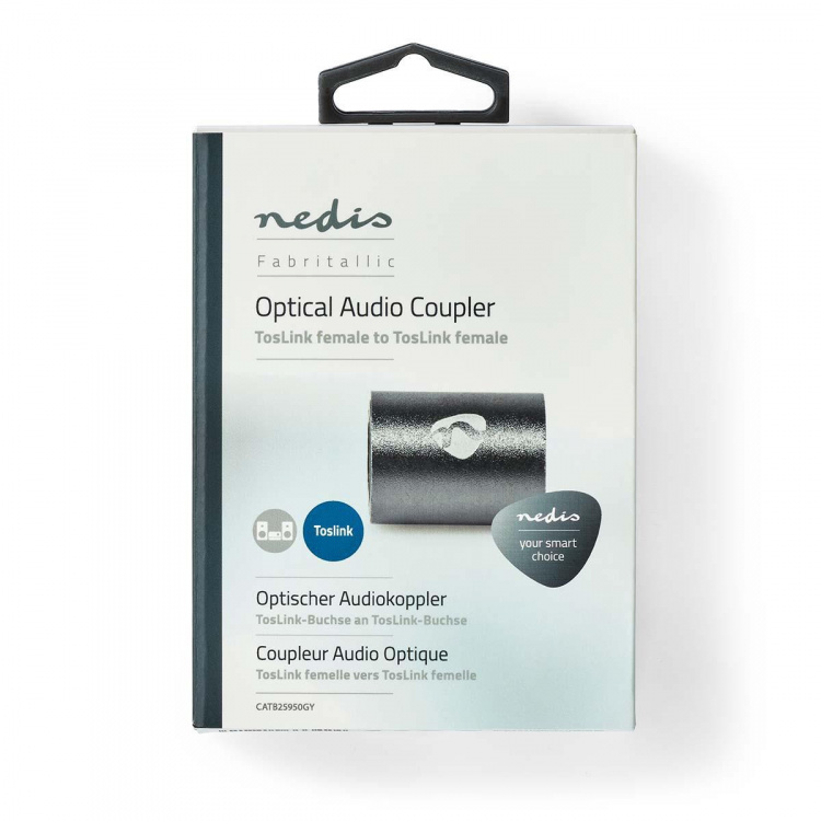 Nedis TosLink Adapter | Toslink Hunn | Toslink Hunn | Rett | Metall | Gun Metal Grå | 1 stk. | Boks